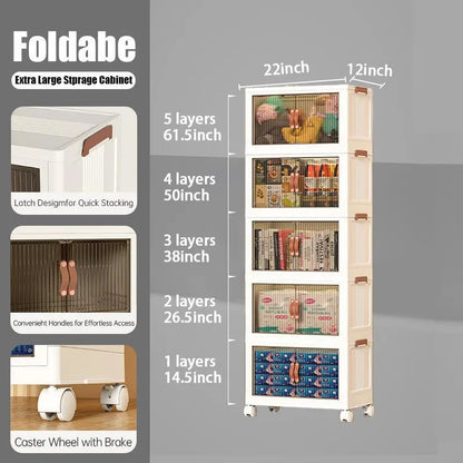 Foldable Storage Box with Wheels & Lid