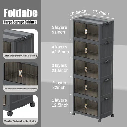 Foldable Storage Box with Wheels & Lid