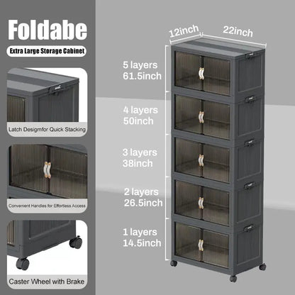 Foldable Storage Box with Wheels & Lid