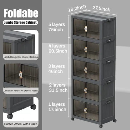 Foldable Storage Box with Wheels & Lid