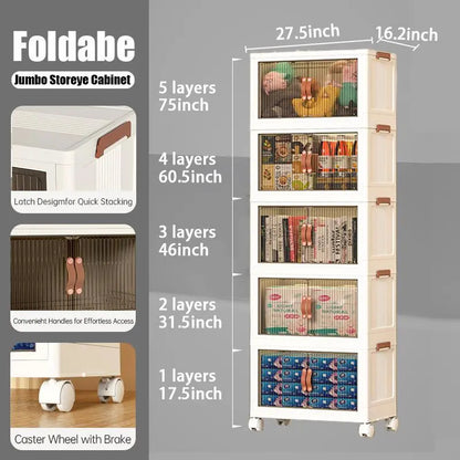 Foldable Storage Box with Wheels & Lid